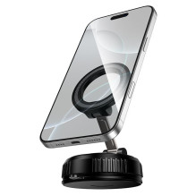 Car phone holder compatible with MagSafe with suction cup Hoco H105 black Car phone holder compatible with MagSafe with suction cup Hoco H105 black