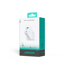 Įkroviklis Joyroom JR-TG6 30W 2xUSB-C / USB-A UK baltas Įkroviklis Joyroom JR-TG6 30W 2xUSB-C / USB-A UK baltas