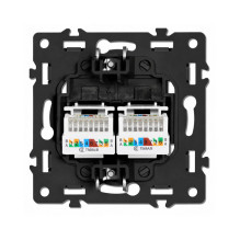 Dvigubas interneto lizdas CAT 6 Feelspot FSIN2CAT6G, pilkas