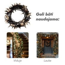 Lauko ir vidaus girlianda (šiltai baltos LED lemputės) 30 m PROLED juoda