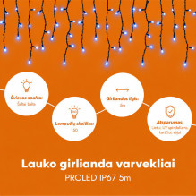 Lauko girlianda varvekliai (šaltai baltos LED lemputės) PROLED IP67 5m Lauko girlianda varvekliai (šaltai baltos LED lemputės) PROLED IP67 5m