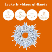 Lauko ir vidaus girlianda (šaltai baltos LED lemputės) 50 m PROLED balta Lauko ir vidaus girlianda (šaltai baltos LED lemputės) 50 m PROLED balta