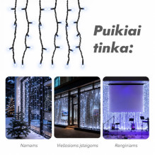 Lempučių užuolaida (šaltai baltos LED lemputės) PROLED IP67 6x2 m