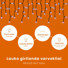 Lauko girlianda varvekliai (šaltai baltos LED lemputės) PROLED IP67 100m