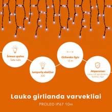 Lauko girlianda varvekliai (šaltai baltos LED lemputės) PROLED IP67 10m Lauko girlianda varvekliai (šaltai baltos LED lemputės) PROLED IP67 10m
