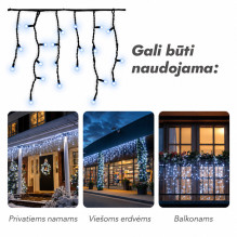 Lauko girlianda varvekliai (šaltai baltos LED lemputės) PROLED IP67 15m