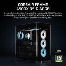 „Corsair 4500X RS-R ARGB“ grūdinto stiklo „mid-tower“ korpusas, juodas „mid-tower“ korpusas