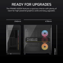 „Corsair 4500X LX-R RGB“ grūdinto stiklo „mid-tower“ korpusas, juodas „mid-tower“ korpusas