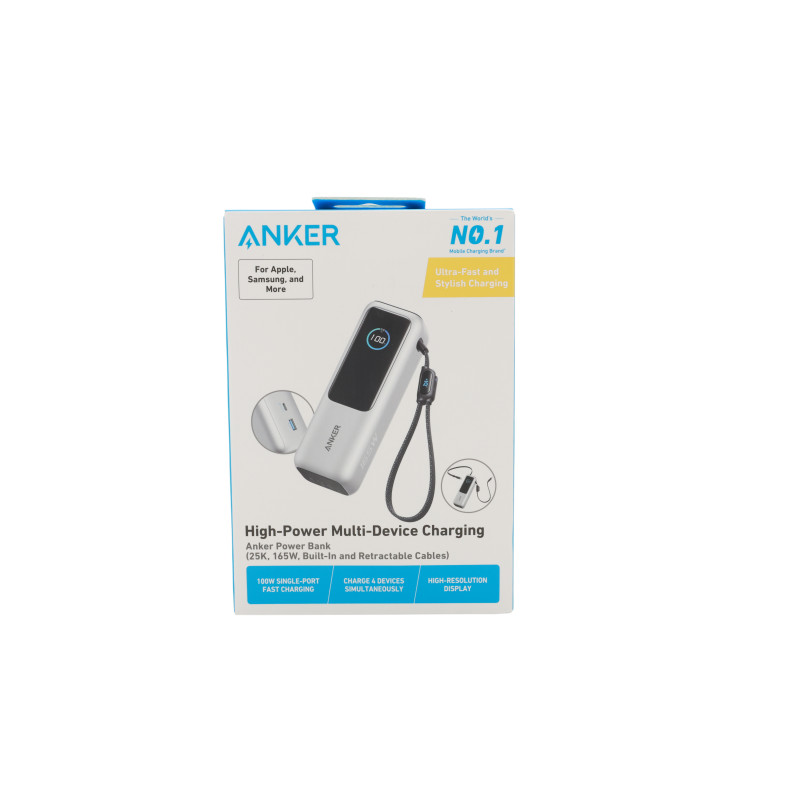 Anker Powerbank ZOLO 25000mAh 165W with built-in USB-C cable Silver