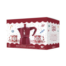 Kavos Aparatas - BIALETTI Moka Express 3 Puodelių Rinkinys Su 2 Candyland Puodeliais, 130 ml, Raudonas