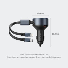 MOBILIOS ĮKROVIKLIS AUTOMOBILIUI USB / 3P JUODAS FFOB0 VENTION MOBILIOS ĮKROVIKLIS AUTOMOBILIUI USB / 3P JUODAS FFOB0 VENTION