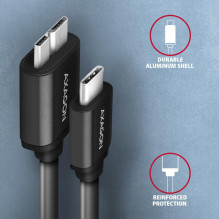 USB-C į Micro-B 1M / SPEED BLK BUMM3-CM10AB AXAGON LAIDAS