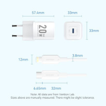 MOBILIOJO ĮKROVIKLIS SIENINIS USB-C / 20W TZ-FEPW0-EU-02 VENTION