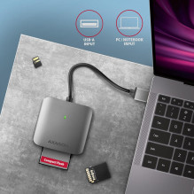 ATMINTIES SKAITYTUVAS USB3.2 3 LIZDŲ / SD / MICROSD / CF CRE-S3 AXAGON