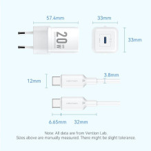 MOBILIOJO TELEFONO ĮKROVIKLIS SIENINIS USB + LAIDAS / 20W TZ-FEPB0-EU-01 VENTION