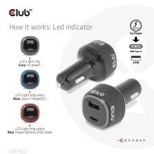 Automobilinis įkroviklis USB+USB-C / 63W CAC-1922 CLUB3D Automobilinis įkroviklis USB+USB-C / 63W CAC-1922 CLUB3D