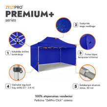 Prekybinė Palapinė 3x4,5 Mėlyna Zeltpro PREMIUM+