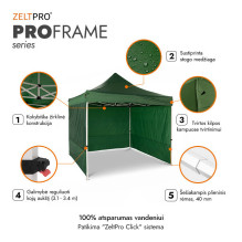 Prekybinė Palapinė 2x2 Žalia Zeltpro PROFRAME