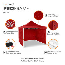 Prekybinė Palapinė 2x2 Raudona Zeltpro PROFRAME Prekybinė Palapinė 2x2 Raudona Zeltpro PROFRAME