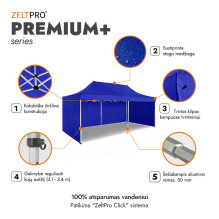 Prekybinė Palapinė 3x6 Mėlyna Zeltpro PREMIUM+