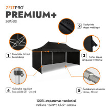 Prekybinė Palapinė 3x6 Juoda Zeltpro PREMIUM+