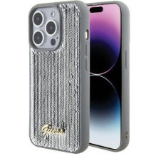 „Guess“ Apple iPhone 15 Pro HC SEQUIN SCRIPT METAL sidabrinis