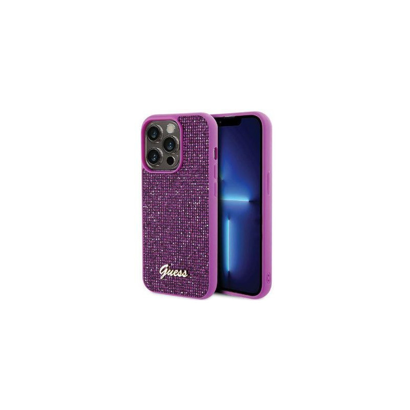 Guess Apple iPhone 15 Pro Max HC PU DISCO SCRIPT METAL violetinis