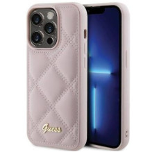 „Guess“ Apple iPhone 15 Pro HC PU dygsniuotas metalinis logotipas, rožinis