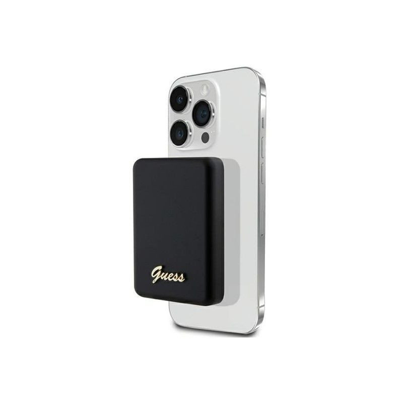 Guess Powerbank 3000mAh MagSafe Metal Script Logo Black
