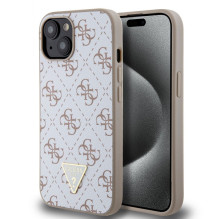 Guess Apple iPhone 15 4G Triangle Metal Logo White