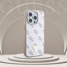 Guess Apple iPhone 15 4G Triangle Metal Logo White