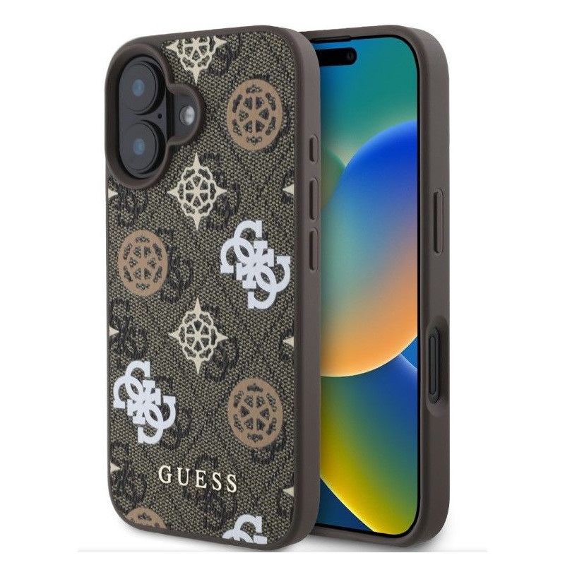„Guess“ „Apple iPhone 16 PU 4G Peony MagSafe“ dėklas, rudas