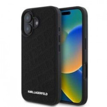 Karl Lagerfeld Apple iPhone 16 PU dėklas su dygsniuotu raštu, juodas