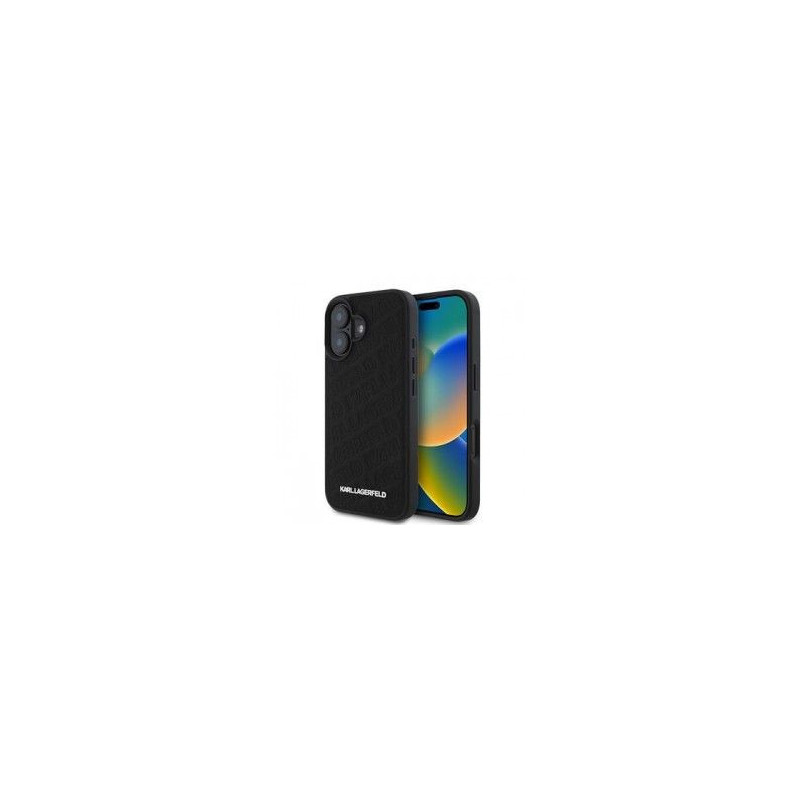 Karl Lagerfeld Apple iPhone 16 PU dėklas su dygsniuotu raštu, juodas