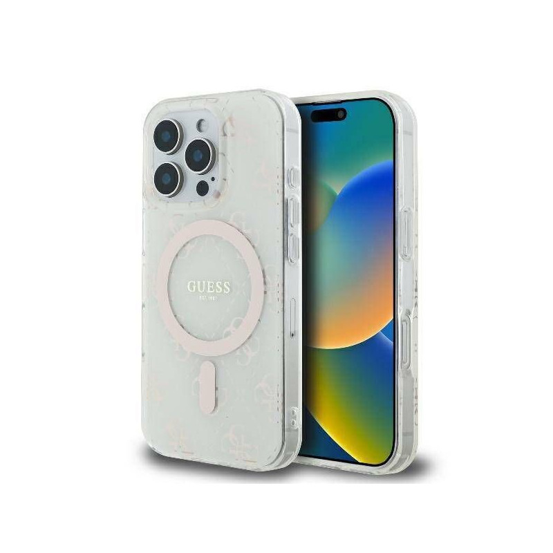 „Guess“ kietas dėklas Apple iPhone 16 Pro IML 4G Back Case MagSafe White