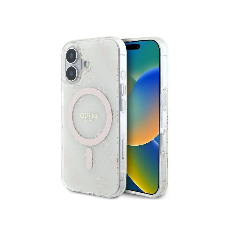 „Guess“ kietas dėklas Apple iPhone 16 IML 4G MagSafe Back Case White