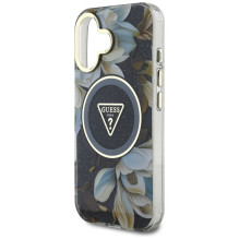 Guess - Etui Guess Glitter Flowers Triangle Buttons MagSafe do iPhone 16 Black Guess - Etui Guess Glitter Flowers Triangle Buttons MagSafe do iPhone 16 Black