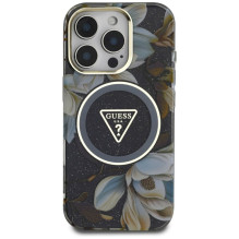 Guess - Etui Guess Glitter Flowers Triangle Buttons MagSafe do iPhone 16 Pro Black Guess - Etui Guess Glitter Flowers Triangle Buttons MagSafe do iPhone 16 Pro Black