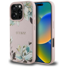 Guess - Etui Guess Grained Printed Flower Pattern MagSafe for iPhone 16 Pro Pink Guess - Etui Guess Grained Printed Flower Pattern MagSafe for iPhone 16 Pro Pink