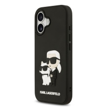 Karl Lagerfeld Apple iPhone 17 3D Rubber Karl and Choupette Case Black