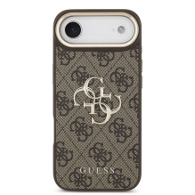 Guess Apple iPhone Air PU Leather 4G Metal Logo Gold Frame Case Brown
