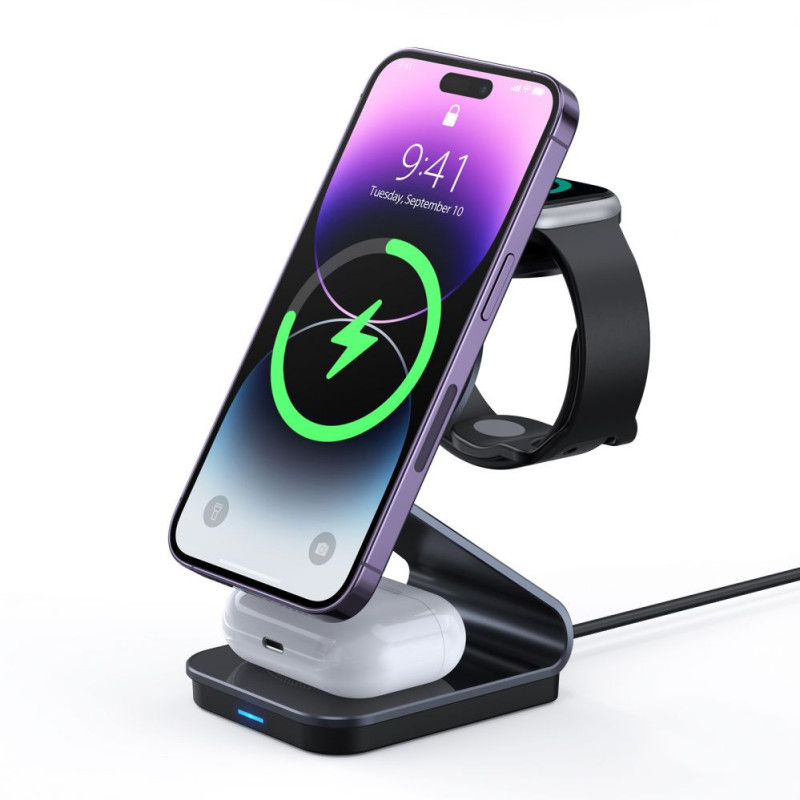 Duzzona Duzzona W15 MagSafe 3in1 inductive charger - transparent Black