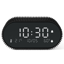 LEXON Ray Alarm Clock with Indoor Thermometer &amp; Hygrometer Black