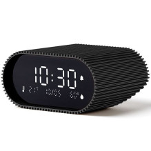LEXON Ray Alarm Clock with Indoor Thermometer &amp; Hygrometer Black
