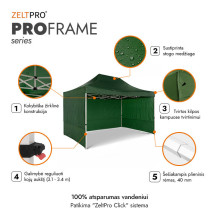 Shopping Tent 3x2 Green Zeltpro PROFRAME