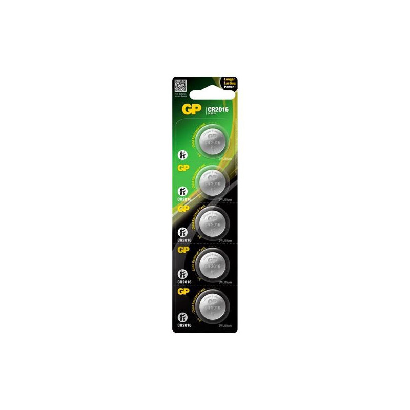 Baterija - GP CR2016 5 Vnt. 3 V 80 mAh 20 mm x 1,6 mm