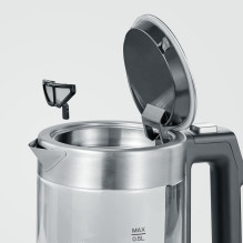 Severin WK 3458 Digitaler Mini Glas-Wasserkocher 1100W 0,5l transparent / Black / silber Severin WK 3458 Digitaler Mini Glas-Wasserkocher 1100W 0,5l transparent / Black / silber