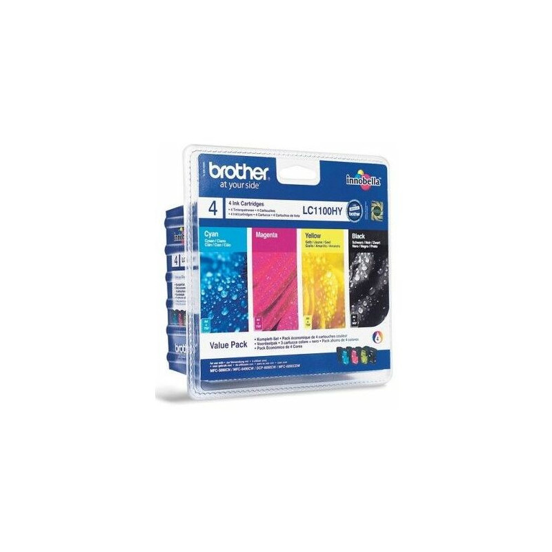 Brother originalus rašalo rinkinys LC-1100HYVALBP (žydra, rausvai raudona, geltona, juoda)