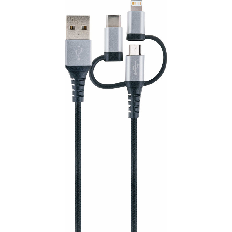 Schwaiger USB 2.0 A charging cable 3-in-1 1,5m Black / Silver
