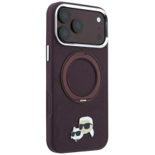 Dėklas Karl Lagerfeld PU Grained K&CH Heads Ring Stand Magsafe Apple iPhone 18 Pro tamsiai raudonas Dėklas Karl Lagerfeld PU Grained K&CH Heads Ring Stand Magsafe Apple iPhone 18 Pro tamsiai raudonas